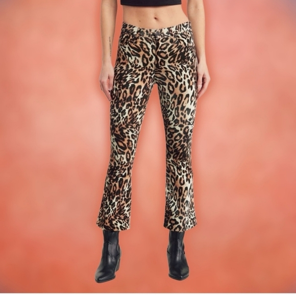 Adriano Goldschmied Pants Womens Sz 23R The Quinne Crop Kick Flare Animal Print - Picture 2 of 13